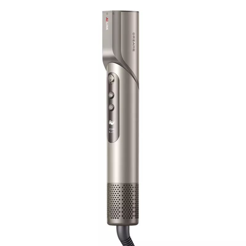 Secador de pelo Dreame Dazzle 1400 W — motor de 110000 rpm, 3 niveles de calor, máx. 90°C, dorado