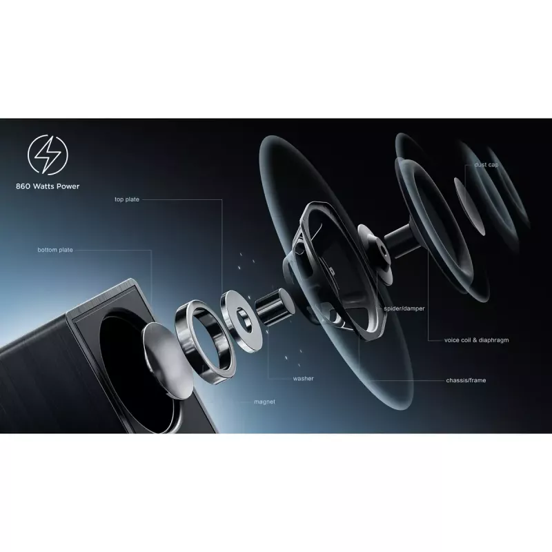 Barra de sonido TCL Q Q85H Class 7.1.4 canales con Dolby Atmos, subwoofer inalámbrico y altavoces surround inalámbricos
