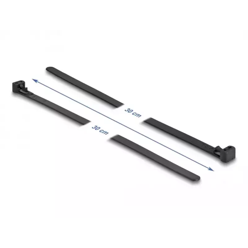 DeLOCK bridas para cables reutilizables resistentes al calor, 300 x 7,6 mm, negro, 100 uds
