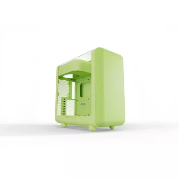 Caja semitorre HYTE X50 Matcha Milk – compatibilidad ATX/mATX/Mini-ITX, cristal templado, E/S frontal