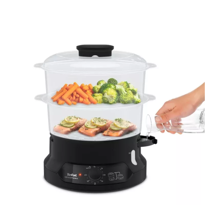 Tefal Minicompact VC139810 vaporera 2 cestas de pie 800 W negra
