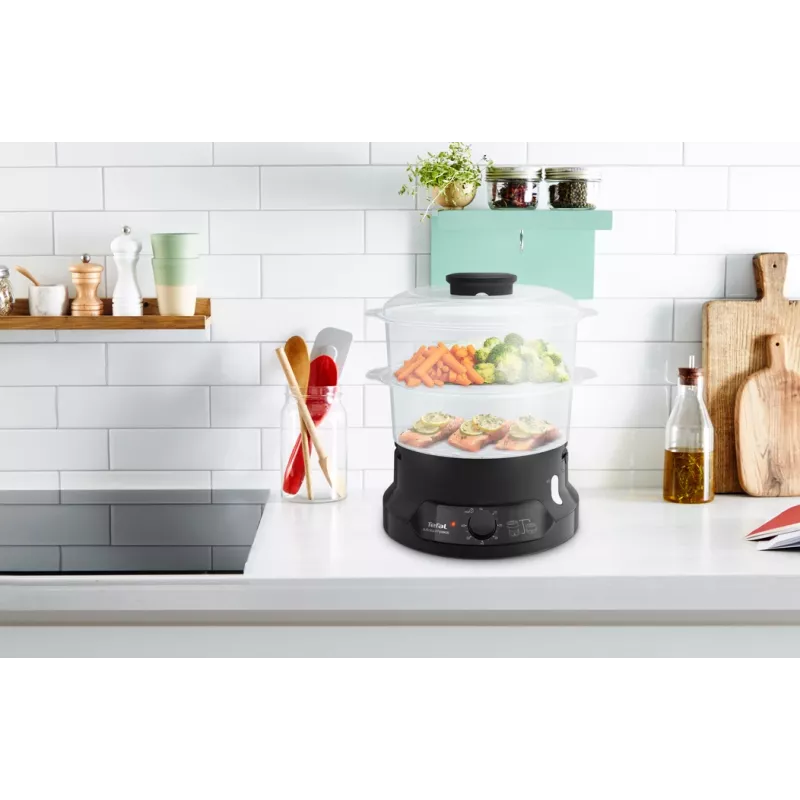 Tefal Minicompact VC139810 vaporera 2 cestas de pie 800 W negra