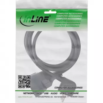 Alargador eléctrico InLine tipo F acodado, 3 m, negro, 1 toma de corriente, 230 V