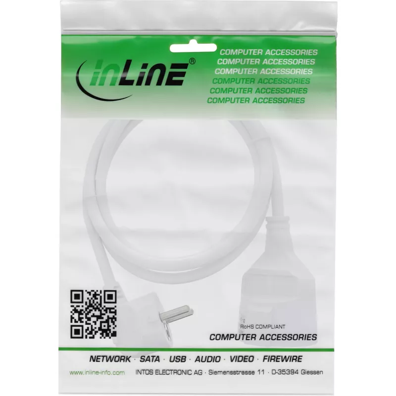Alargador eléctrico InLine tipo F acodado, blanco, 7 m