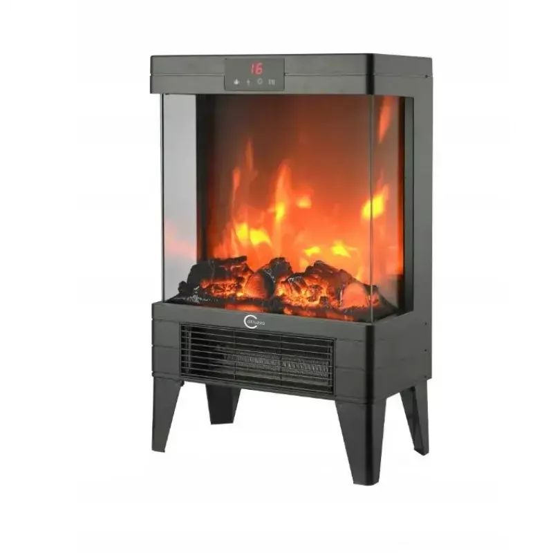 Radiador eléctrico Carruzzo Q20P radiador de aceite, 1800 W, 15–45 °C, carcasa de cristal, mando a distancia/app/control táctil, temporizador 1–12 h, montaje en pared o suelo, negro