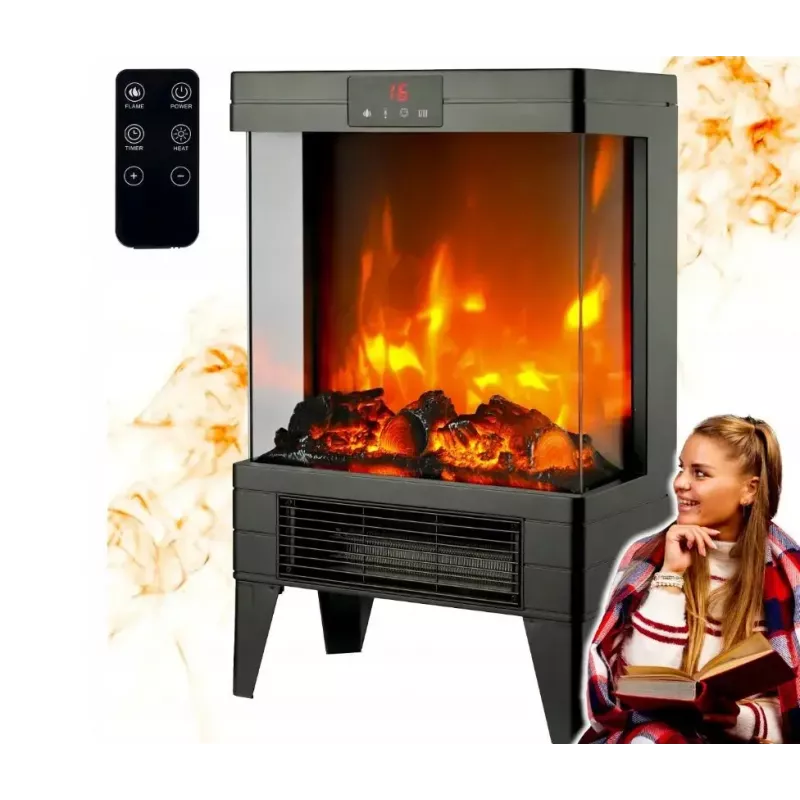 Radiador eléctrico Carruzzo Q20P radiador de aceite, 1800 W, 15–45 °C, carcasa de cristal, mando a distancia/app/control táctil, temporizador 1–12 h, montaje en pared o suelo, negro