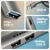 Hub USB AXAGON HUE-STA — regleta de aluminio de 4 puertos, 1× USB-A 5 Gbit/s + 2× USB-A y 1× USB-C 480 Mbit/s, host USB-A, gris