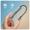 Hub USB AXAGON HUE-STA — regleta de aluminio de 4 puertos, 1× USB-A 5 Gbit/s + 2× USB-A y 1× USB-C 480 Mbit/s, host USB-A, gris