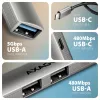 Hub USB AXAGON HUE-STC, regleta de aluminio de 4 puertos, 1x USB-A 5 Gbit/s + 2x USB-A y 1x USB-C 480 Mbit/s, host USB-C, cable de 12 cm, gris