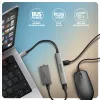 Hub USB AXAGON HUE-STC, regleta de aluminio de 4 puertos, 1x USB-A 5 Gbit/s + 2x USB-A y 1x USB-C 480 Mbit/s, host USB-C, cable de 12 cm, gris