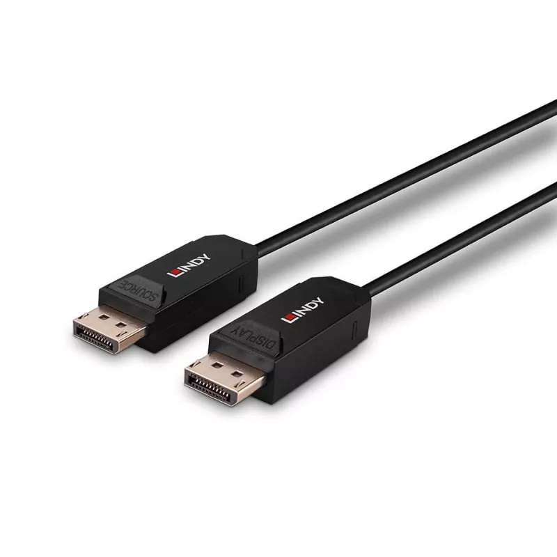 Lindy 10m Cable híbrido de fibra óptica DP 2.0 UHBR10, 10 m, DisplayPort, DisplayPort, macho, macho, 7680 x 4320 píxeles