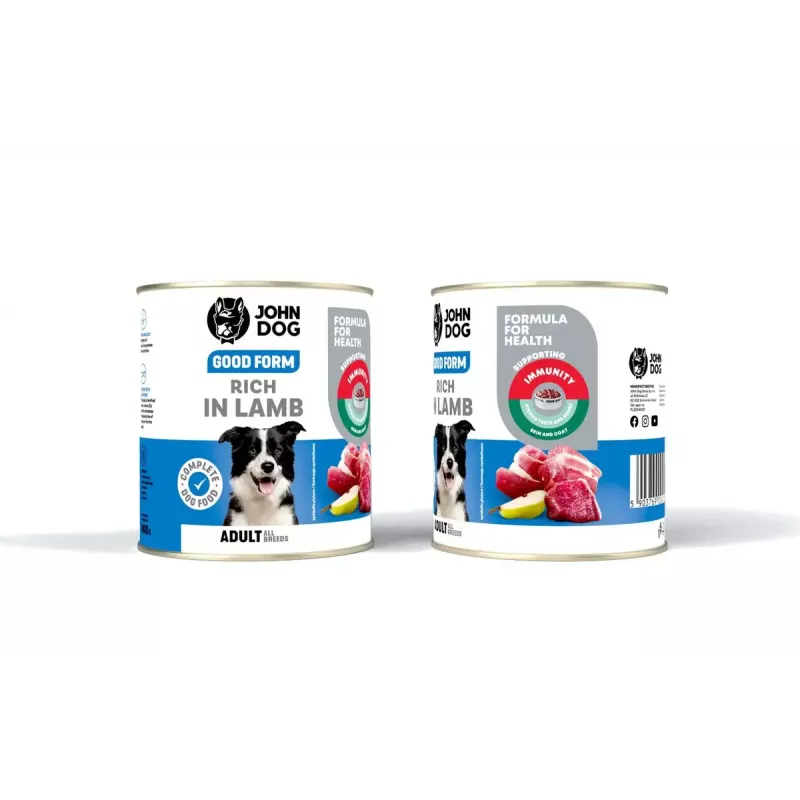 John Dog Good Form Adult Lamb comida para perros, 800 g