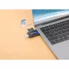 Lector/grabador de tarjetas múltiple combinado Manhattan USB-A / USB-C, 5 Gbit/s (USB 3.2 Gen1 alias USB 3.0), conector macho a ranuras microSD y SD/MMC, formato mini, SuperSpeed USB, Windows o Mac, negro/transparente, tres años de garantía