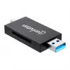 Lector/grabador de tarjetas múltiple combinado Manhattan USB-A / USB-C, 5 Gbit/s (USB 3.2 Gen1 alias USB 3.0), conector macho a ranuras microSD y SD/MMC, formato mini, SuperSpeed USB, Windows o Mac, negro/transparente, tres años de garantía
