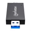 Lector/grabador de tarjetas múltiple combinado Manhattan USB-A / USB-C, 5 Gbit/s (USB 3.2 Gen1 alias USB 3.0), conector macho a ranuras microSD y SD/MMC, formato mini, SuperSpeed USB, Windows o Mac, negro/transparente, tres años de garantía
