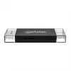 Lector/grabador de tarjetas múltiple combinado Manhattan USB-A / USB-C, 5 Gbit/s (USB 3.2 Gen1 alias USB 3.0), conector macho a ranuras microSD y SD/MMC, formato mini, SuperSpeed USB, Windows o Mac, negro/transparente, tres años de garantía