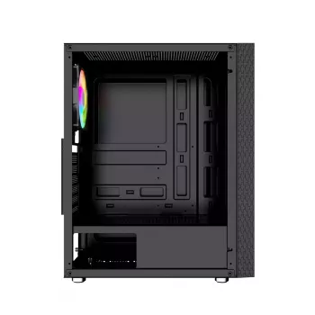 Caja de PC GEMBIRD Fornax 2500 torre Midi negra — compatibilidad ATX/ITX, cristal templado, RGB, 3x120 mm frontal, 2 bahías de 2,5