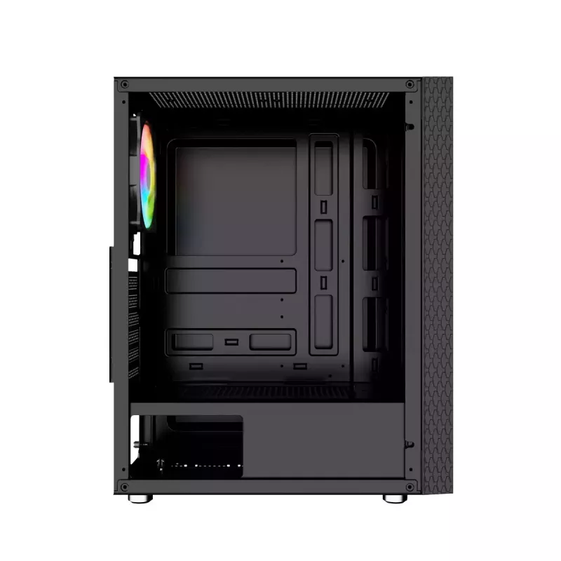 Caja de PC GEMBIRD Fornax 2500 torre Midi negra — compatibilidad ATX/ITX, cristal templado, RGB, 3x120 mm frontal, 2 bahías de 2,5 inch