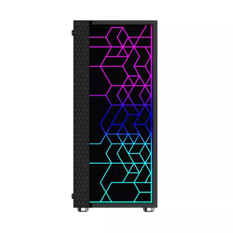 Caja de PC GEMBIRD Fornax 2500 torre Midi negra — compatibilidad ATX/ITX, cristal templado, RGB, 3x120 mm frontal, 2 bahías de 2,5 inch