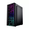 Caja de PC GEMBIRD Fornax 2500 torre Midi negra — compatibilidad ATX/ITX, cristal templado, RGB, 3x120 mm frontal, 2 bahías de 2,5 inch