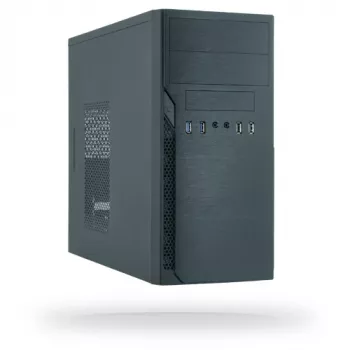 Caja de PC CHIEFTEC ATX Mini-Tower aluminio cepillado SECC negra — Micro ATX, 2 bahías de 3,5