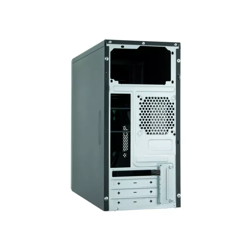 Caja de PC CHIEFTEC ATX Mini-Tower aluminio cepillado SECC negra — Micro ATX, 2 bahías de 3,5
