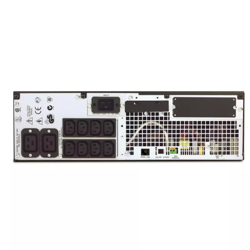 APC Smart-UPS RT 3000VA 230V Marine, doble conversión online, 3 kVA / 2100 W, 10 salidas AC, rackmount 3U, negro