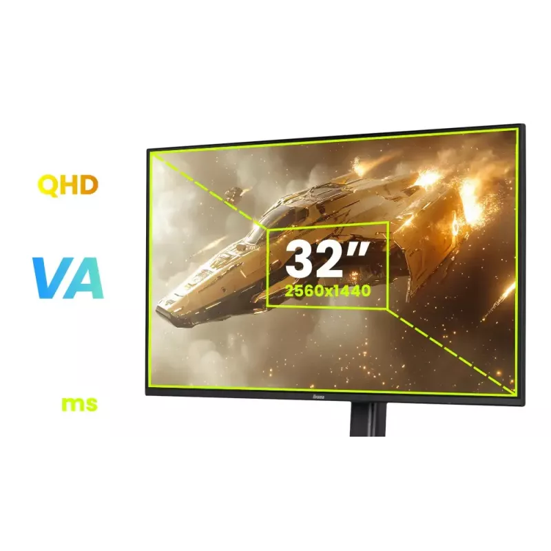 Monitor IIYAMA G-MASTER GB3295QSU-B1 31.5 pulgadas (80 cm) Quad HD 2560x1440 LED, altavoces, hub USB 3.2, altura ajustable, VESA