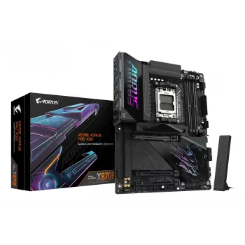 Placa base GIGABYTE X870E AORUS PRO X3D ATX – zócalo AMD AM5, 18+2+2 VRM, DDR5 hasta 9000 MHz (OC), 2×PCIe5 + 2×PCIe4, Wi‑Fi 7, 5GbE, USB4