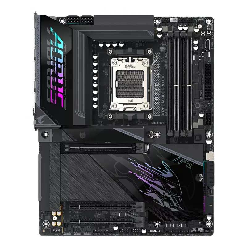Placa base GIGABYTE X870E AORUS PRO X3D ATX – zócalo AMD AM5, 18+2+2 VRM, DDR5 hasta 9000 MHz (OC), 2×PCIe5 + 2×PCIe4, Wi‑Fi 7, 5GbE, USB4