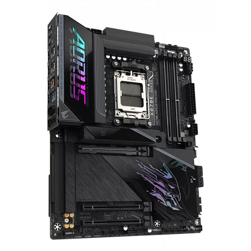 Placa base GIGABYTE X870E AORUS PRO X3D ATX – zócalo AMD AM5, 18+2+2 VRM, DDR5 hasta 9000 MHz (OC), 2×PCIe5 + 2×PCIe4, Wi‑Fi 7, 5GbE, USB4