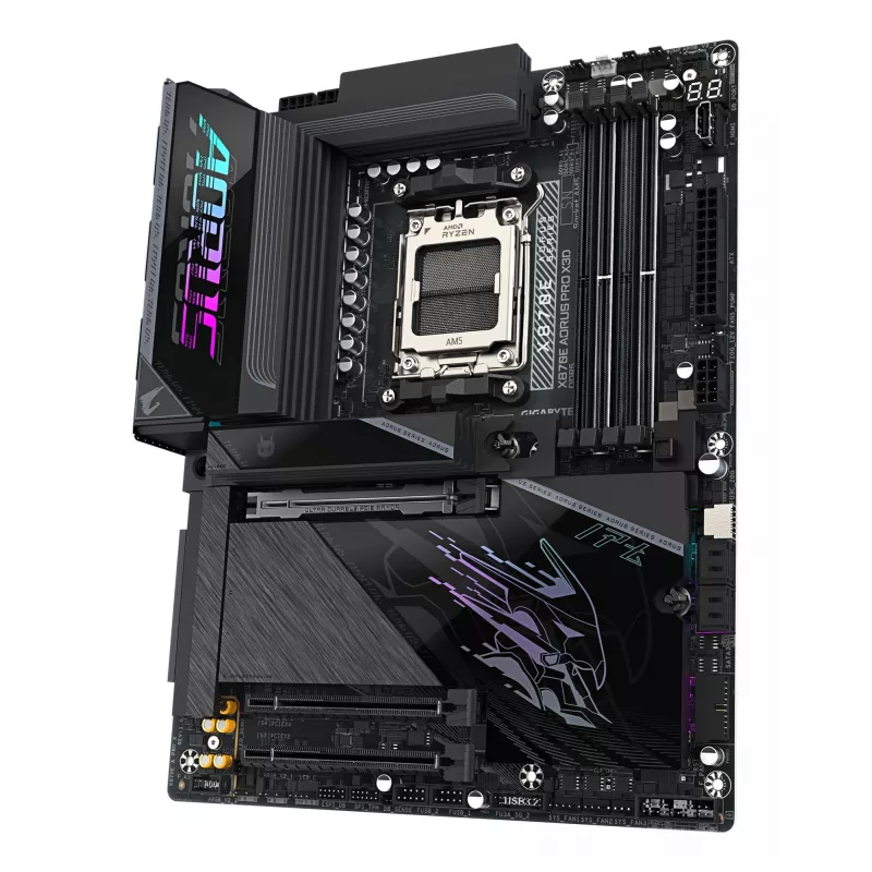 Placa base GIGABYTE X870E AORUS PRO X3D ATX – zócalo AMD AM5, 18+2+2 VRM, DDR5 hasta 9000 MHz (OC), 2×PCIe5 + 2×PCIe4, Wi‑Fi 7, 5GbE, USB4