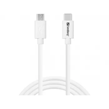 Cable de carga Sandberg USB-C>MicroUSB 1m, 1 m, USB C, Micro-USB B, blanco