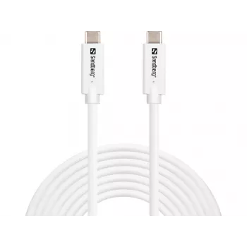 Sandberg USB-C>C USB 3.2 Gen2 100W, 5m, 5 m, USB C, USB C, USB 3.2 Gen 2 (3.1 Gen 2), 10 Gbit/s, blanco