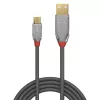 Cable USB 2.0 Type A a Micro-B Lindy 1 m, Cromo Line, 1 m, USB A, Micro-USB B, USB 2.0, 0,48 Gbit/s, gris