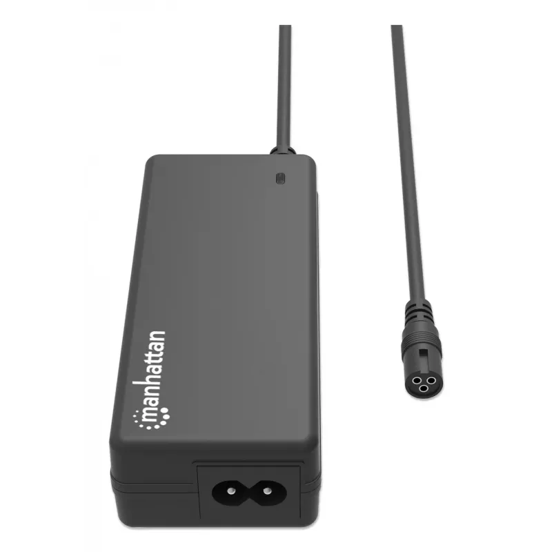 Fuente de alimentación universal para portátil/notebook Manhattan UE, 65 W, automática con 9 puntas de conector, compatible con la mayoría de portátiles, ideal como fuente de alimentación de repuesto, cable de red UE, compatible con, entre otros: Acer, Asus, Dell, Fujitsu, HP, Lenovo, Samsung, Toshiba y más