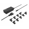 Fuente de alimentación universal para portátil/notebook Manhattan UE, 65 W, automática con 9 puntas de conector, compatible con la mayoría de portátiles, ideal como fuente de alimentación de repuesto, cable de red UE, compatible con, entre otros: Acer, Asus, Dell, Fujitsu, HP, Lenovo, Samsung, Toshiba y más