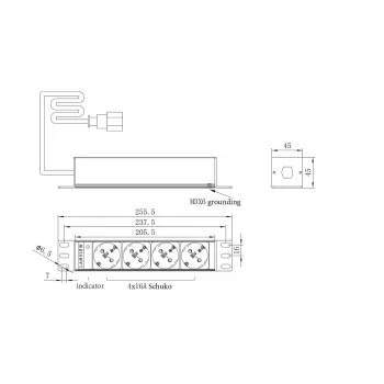 PDU de rack Lanview LVR-2MSCH-SCH-C13-4 – Unidad de distribución de corriente Lanview modelo LVR-2MSCH-SCH-C13-4