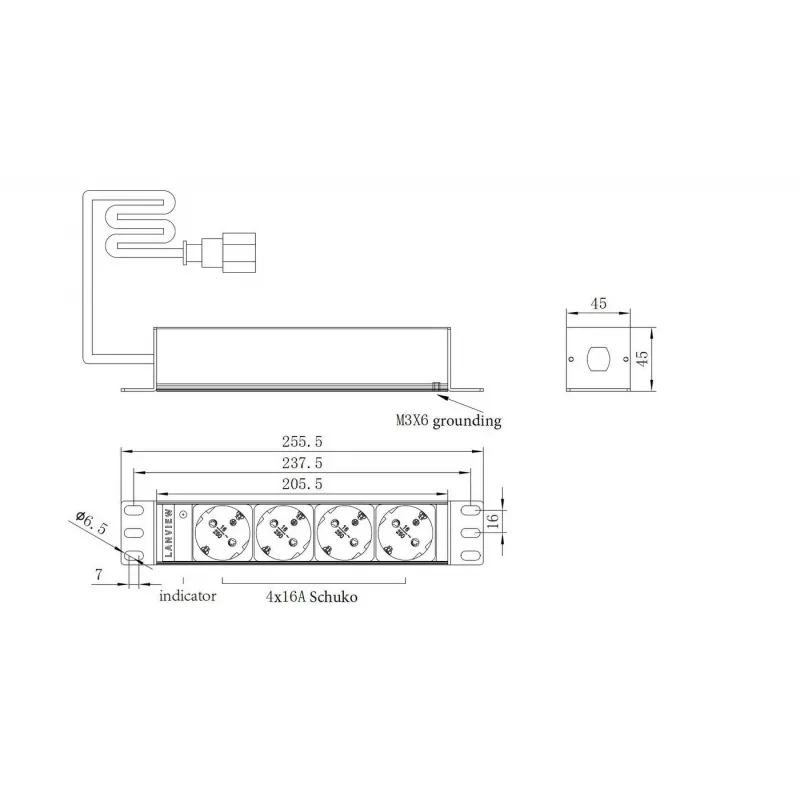 PDU de rack Lanview LVR-2MSCH-SCH-C13-4 – Unidad de distribución de corriente Lanview modelo LVR-2MSCH-SCH-C13-4