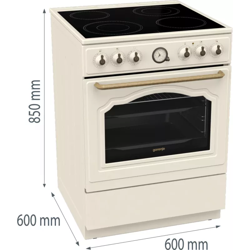 Cocina Gorenje GECS6B70CLI independiente con placa vitrocerámica beige