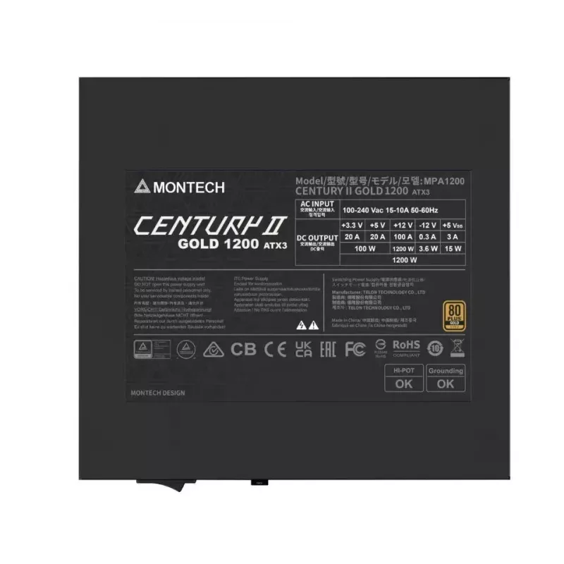 Fuente de alimentación|MONTECH|CENTURY II|ATX|1200 W|CENTURYII1200