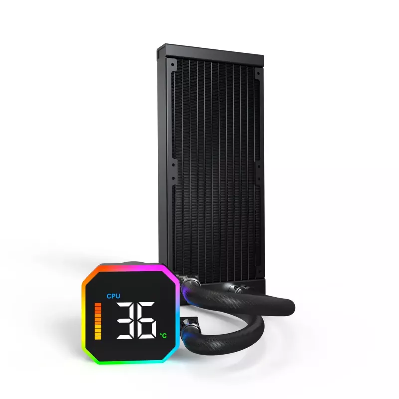 Montech HyperFlow Digital 240 refrigeración líquida todo en uno para procesador 12 cm negro 1 ud.