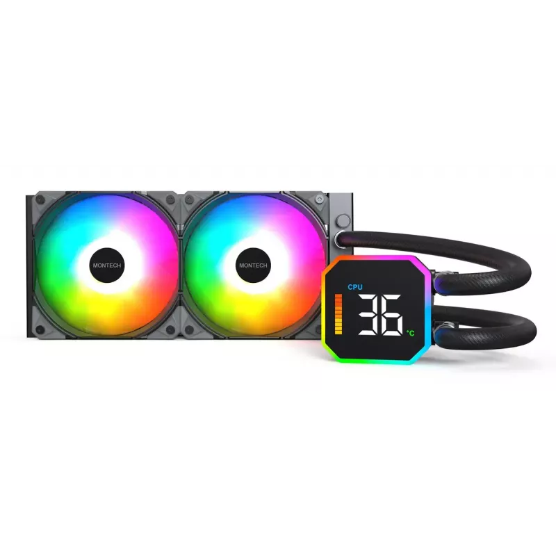 Montech HyperFlow Digital 240 refrigeración líquida todo en uno para procesador 12 cm negro 1 ud.