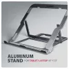 Soporte de aluminio Axagon STND-LAG para portátiles de 10 inch–17,3 inch. Ocho alturas y ángulos de inclinación ajustables. Acabado gris.