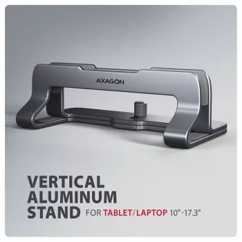 Soporte de aluminio Axagon STND-VG para inserción vertical de portátiles de 10