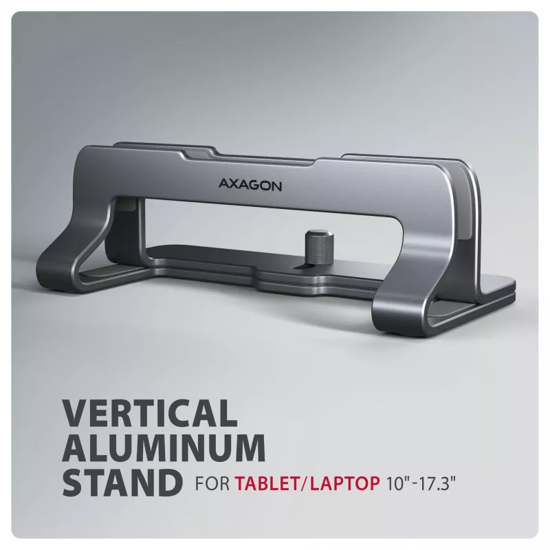 Soporte de aluminio Axagon STND-VG para inserción vertical de portátiles de 10