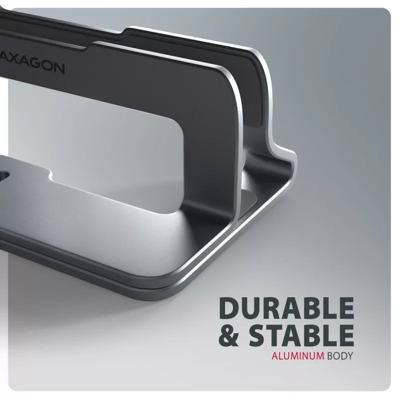 Soporte de aluminio Axagon STND-VG para inserción vertical de portátiles de 10
