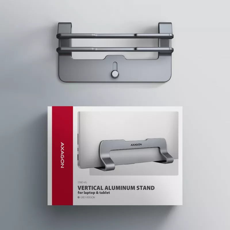 Soporte de aluminio Axagon STND-VG para inserción vertical de portátiles de 10