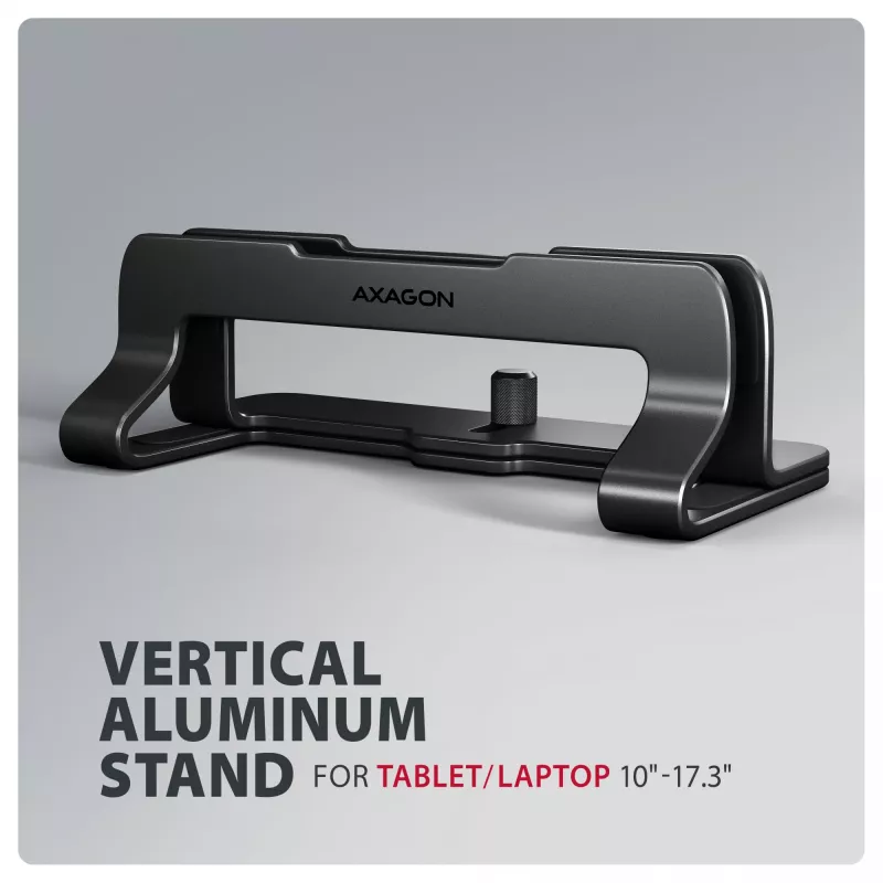 Soporte de aluminio Axagon STND-VB para colocación vertical de portátiles de 10