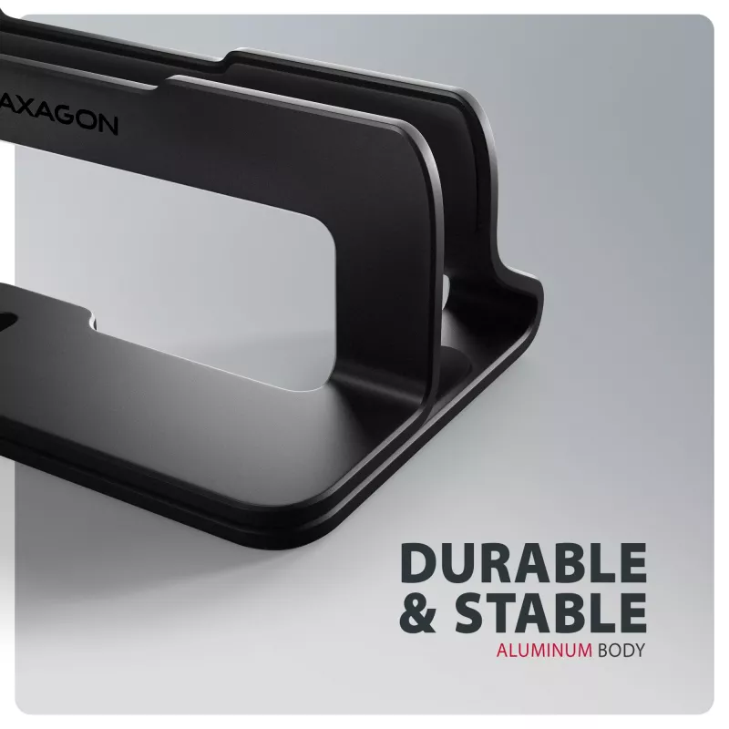 Soporte de aluminio Axagon STND-VB para colocación vertical de portátiles de 10